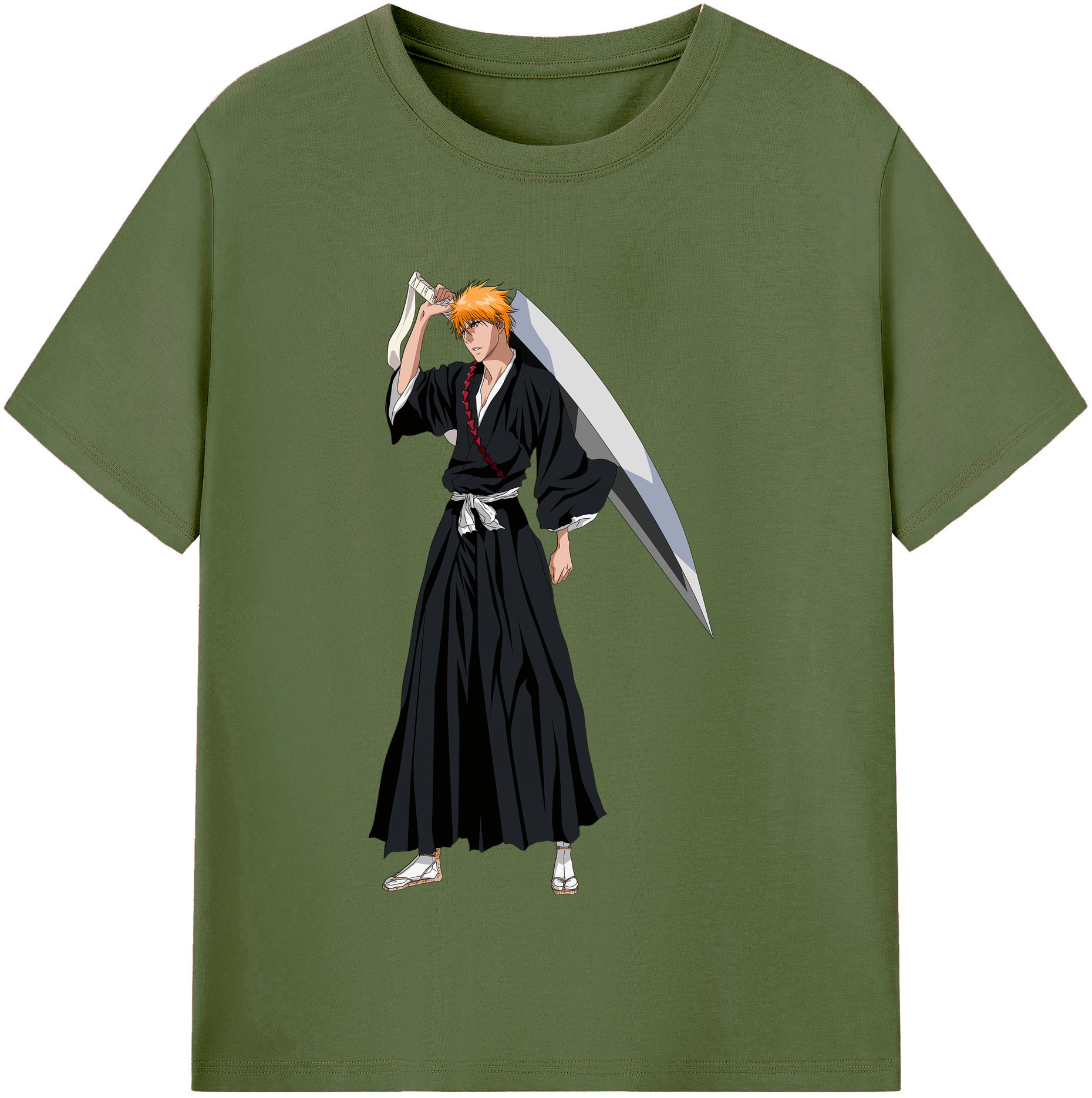 （画像用） ブリーチ 黒崎一護（くろさき いちご）BLEACH Kurosaki Ichigo 綿100％半袖Tシャツ（フロントプリント）